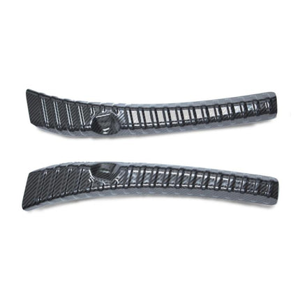 For Tesla 2024+ Model 3 Highland Stainless Steel Trunk Sill Guard, Carbon Fiber Texture, Black Brushed Finish, Silver
