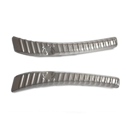 For Tesla 2024+ Model 3 Highland Stainless Steel Trunk Sill Guard, Carbon Fiber Texture, Black Brushed Finish, Silver