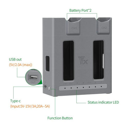 For DJI Mavic 4 Pro YX Dual-Channel Charger Battery Manager Simultaneous Charging Station, Dual-Channel