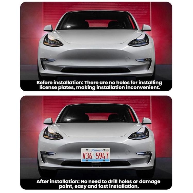 For Tesla Model 3 Highland US Standard Punch-Free License Plate Frame