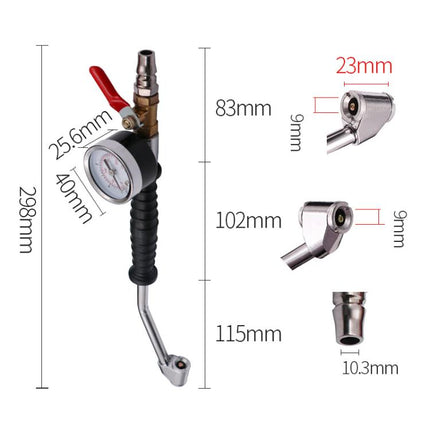 Truck Tire Extended Quick-Inflation Rod With Tire Pressure Gauge