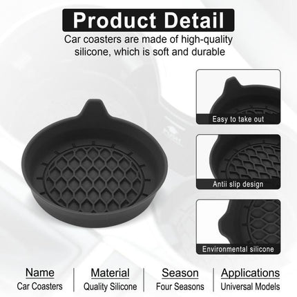 4pcs Anti-squeak Anti-slip Car Coaster With Handle