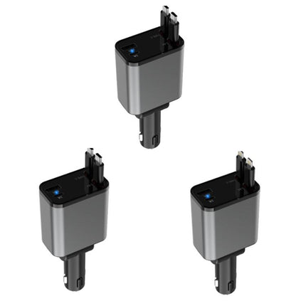 PD30W Car Charger With Retractable Cable, TYPE-C+8 Pin, TYPE-C+TYPE-C, 8 Pin+8 Pin