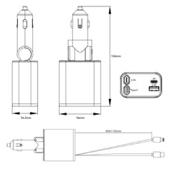 PD30W Car Charger With Retractable Cable