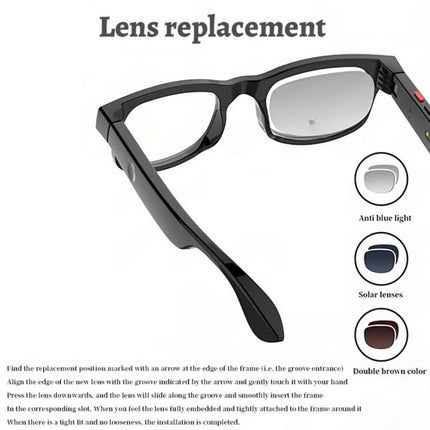 AIMB-G1 Smart Glasses with 5MP Camera & Real-Time AI Translation 1080P Stabilized Video, 3 Lens Kit, AIMB-G1