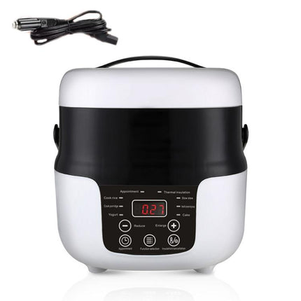 12V-24V 2L Car-Mounted Push-Button Rice Cooker, English, English + Battery Cable, Russian, Russian + Battery Cable