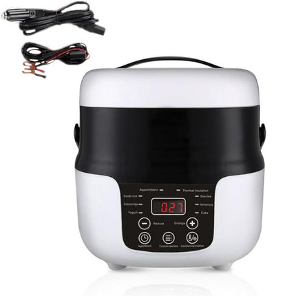 12V-24V 2L Car-Mounted Push-Button Rice Cooker, English, English + Battery Cable, Russian, Russian + Battery Cable