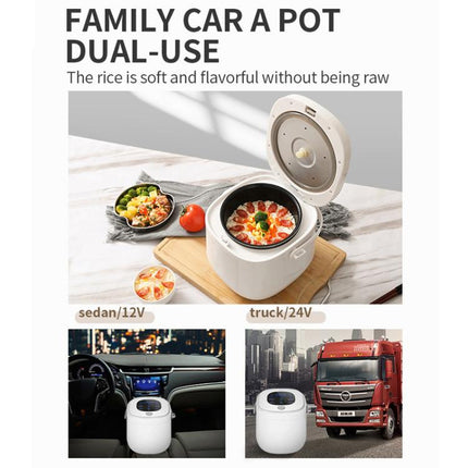 12V-24V 2L Car-Mounted Push-Button Rice Cooker, English, English + Battery Cable, Russian, Russian + Battery Cable