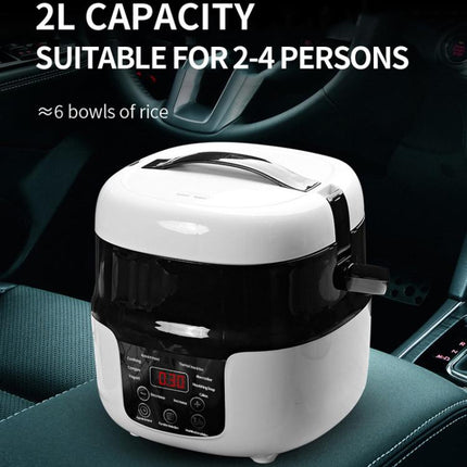 12V-24V 2L Car-Mounted Push-Button Rice Cooker, English, English + Battery Cable, Russian, Russian + Battery Cable