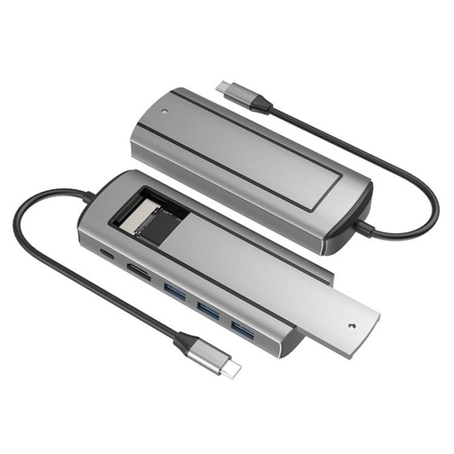 6-In-1 Type-C/USB-C To PD+HDMI (4K 30hz) +USB3.0 X 3+SATA/NVME SSD Docking Station, 6-In-1 SATA/NVME