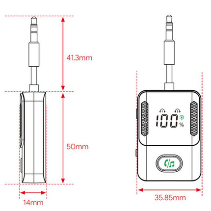 BR16 Car Bluetooth Dual-Microphone Receiver-Transmitter Long Lasting Audio Adapter, BR16