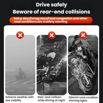Car Solar-Powered Anti-Collision Warning Light Motorcycle Wireless LED Rear Tail Light, 2pcs