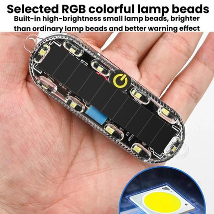 Car Solar-Powered Anti-Collision Warning Light Motorcycle Wireless LED Rear Tail Light, 2pcs
