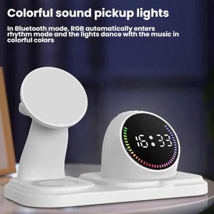 6 in 1 Desktop Magnetic Wireless Charging Clock Countdown RGB Bluetooth Speaker