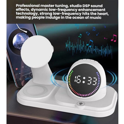 6 in 1 Desktop Magnetic Wireless Charging Clock Countdown RGB Bluetooth Speaker