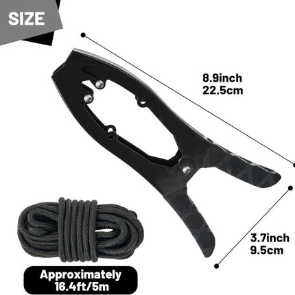 Canoe/Kayak Self-Locking Stainless Steel Anchor Clamp With Toothed Jaws, Black, Black + Metal Buckle, Black + Kayak Handrail, Black + Metal Buckle + Kayak Handrail