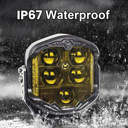 OL-21W03Y 7 Inch 3-Sided Illumination High / Low Beam Car Modified Work Light Roof Light  A-Pillar Spotlights