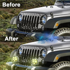 OL-21W03Y 7 Inch 3-Sided Illumination High / Low Beam Car Modified Work Light Roof Light  A-Pillar Spotlights