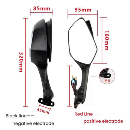 Motorcycle Rearview Mirror With LED Light For Kawasaki ZX-10R 2011-2015
