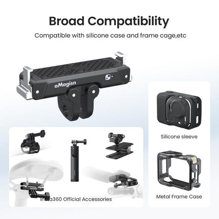 For Insta360 Go Ultra Camera AMagisn Metal Quick Release Magnetic Adapter With 1/4-Inch Threaded Hol