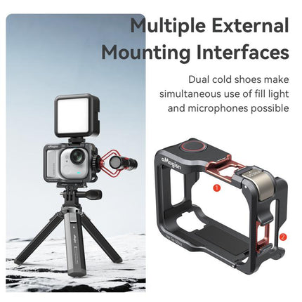 AMagisn Metal Cage For Insta360 GO Ultra Quick Release Protective Frame With Silicone Cover