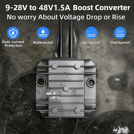Power Converter Voltage Booster, 12V / 24V To 48V 1.5A With 1m DC Cable, 12V / 24V To 48V 1.5A With 1m DC Cable Clips