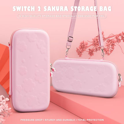 For Nintendo Switch 2 Sakura Print Crossbody Bag Portable Handheld Shoulder Carry Case, Carry Case