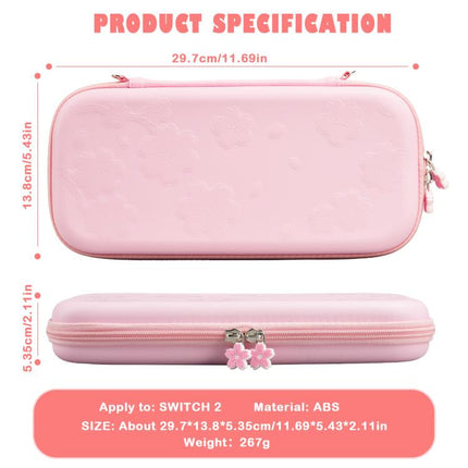 For Nintendo Switch 2 Sakura Print Crossbody Bag Portable Handheld Shoulder Carry Case, Carry Case