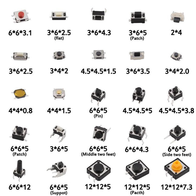125pcs /Set Car Button Micro Tactile Switch, 125pcs /Set