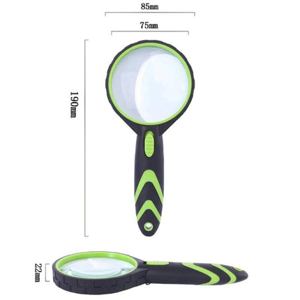 10X 75mm 2LEDs Shockproof Handheld Magnifying Glass For Reading Identification