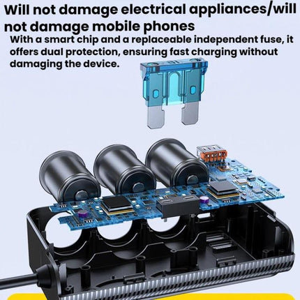 226W 3 In 1 Car Cigarette Lighter Digital Display PD Fast-Charging Car Charger, C33