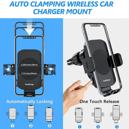 5W-15W Air Vent Car Wireless Charging Mount Smart Sensor Mount For Phone Charging, M15A