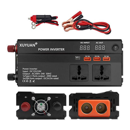 XUYUAN 12V / 24V To 220V Car Power Inverter LED Display Power Converter, 600W, 1200W, 2000W