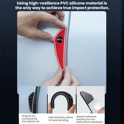 4pcs /Set Car Door Corner Anti-scratch Rearview Mirror Protectors, Black, Red, White, Gray, Luminous