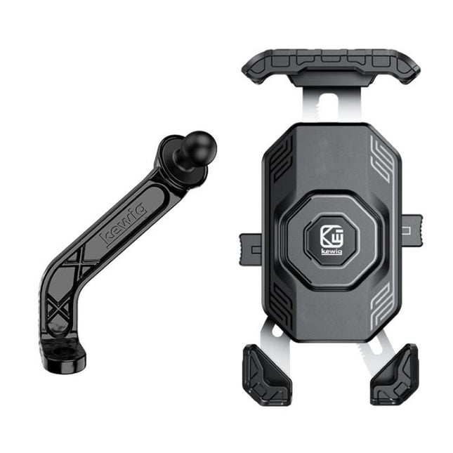 Kewig Motorcycle Riding Phone Mount Universal Quick-Release Phone Clip, Handlebars, Rear View Mirror, Heavy-duty Clamp