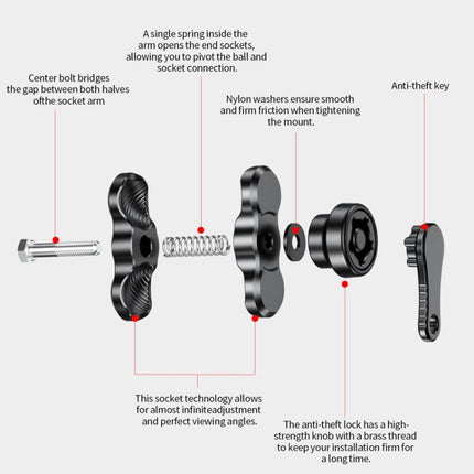 J5 Metal Clamp Arm Anti-Theft Heightening Connecting Rod Phone Mount Height-Extending Accessory, J5 Metal Clamp Arm
