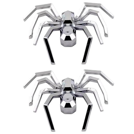 2pcs General Car Metallic Spider Emblem 3D Car Decorative Sticker, Metallic Spider