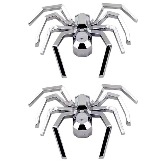 2pcs General Car Metallic Spider Emblem 3D Car Decorative Sticker, Metallic Spider