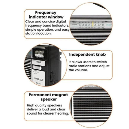 BAIJIALI BJL-667 FM AM SW Multi-Band Radio Portable Radio With Independent Knob, BAIJIALI BJL-667