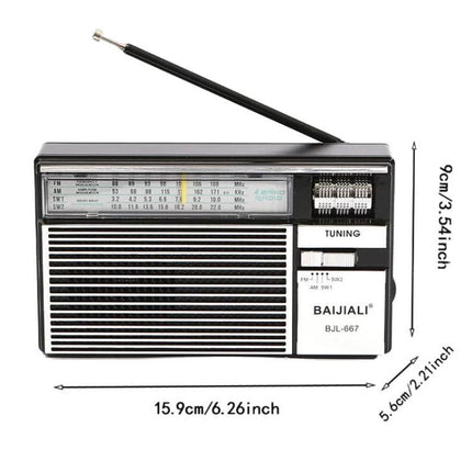 BAIJIALI BJL-667 FM AM SW Multi-Band Radio Portable Radio With Independent Knob, BAIJIALI BJL-667