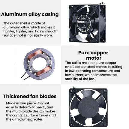 KunPeng KP12038HAS2 12cm Oil-Impregnated Bearing Cooling Fan Industrial AC Fan, 110V, 220V, 380V