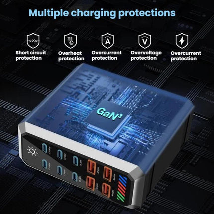 6 Type-C+4 USB Multi-Port 660W High Power Charger Gallium Nitride Desktop Charger, US Plug, UK Plug, EU Plug, AU Plug