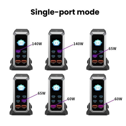 4 Type-C+2 USB Multi-Port 240W Dynamic Display Gallium Nitride Charger, AU Plug, US Plug, EU Plug, UK Plug