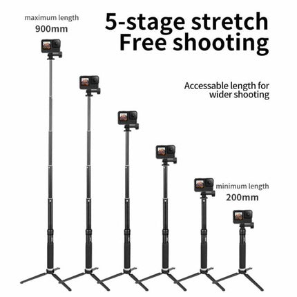 TELESIN 0.9M Selfie Stick Monopod Tripod Compatible With Action Cameras And Smartphones, Aluminum Alloy Tripod, Plastic Tripod