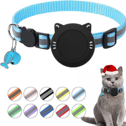 For AirTag 2nd Gen / AirTag 1st Gen Cat Collar Waterproof Silicone Holder With Safety Breakaway Buckle And Fish & Bell Pendant