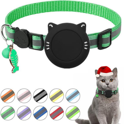 For AirTag 2nd Gen / AirTag 1st Gen Cat Collar Waterproof Silicone Holder With Safety Breakaway Buckle And Fish & Bell Pendant