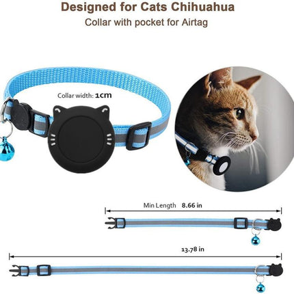 For AirTag 2nd Gen / AirTag 1st Gen Cat Collar Waterproof Silicone Holder With Safety Breakaway Buckle And Fish & Bell Pendant