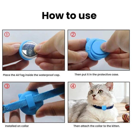 For AirTag 2nd Gen / AirTag 1st Gen Cat Collar Waterproof Silicone Holder With Safety Breakaway Buckle And Fish & Bell Pendant