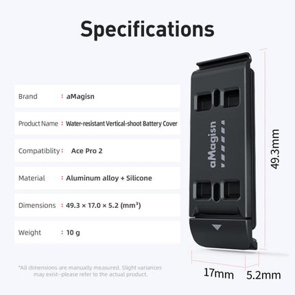 For Insta360 Ace Pro 2 aMagisn Vertical Shooting Battery Cover Magnetic Quick-Release & Splash Proof Battery Door