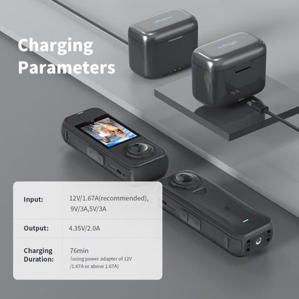 For Insta360 X4 Air AMagisn Fast Charging Case Portable Battery Charger And Storage Box, PM14